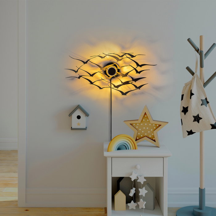 Opviq Flying Birds Lámpara de Pared Negra